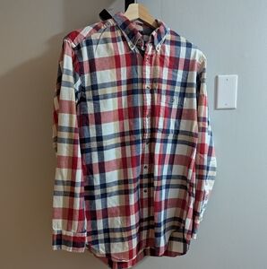 The Fox Collection Plaid Long Sleeve Button Up Shirt Women's Size Medium
